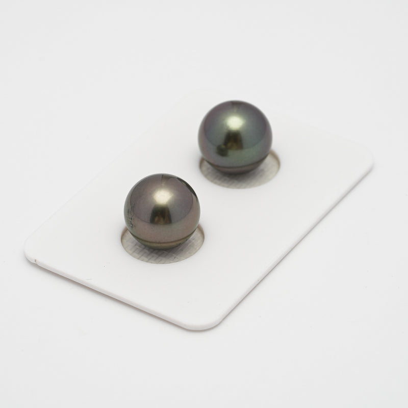 2pcs Dark Cherry 11.1-11.3mm - SR AAA Quality Tahitian Pearl Pair ER486