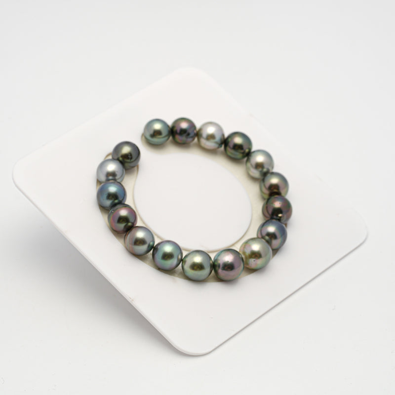 17pcs "Top Luster" Multicolor 10-11mm - SB/NR AAA/AA Quality Tahitian Pearl Bracelet BR2205 HL3