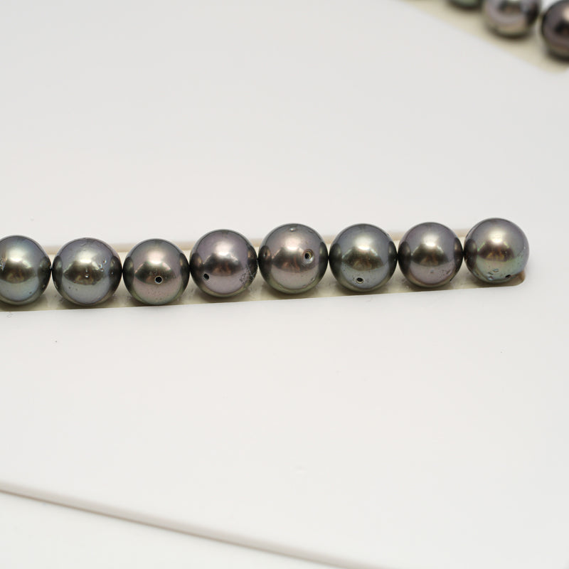 49pcs Olive Green 8-10mm - SR/NR AA/A Quality Tahitian Pearl Drilled Necklace NL1584 CMP4