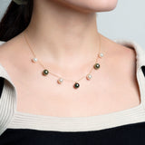 18k Gold Necklace with Tahitian & Akoya Pearls. Ref:K505OR6