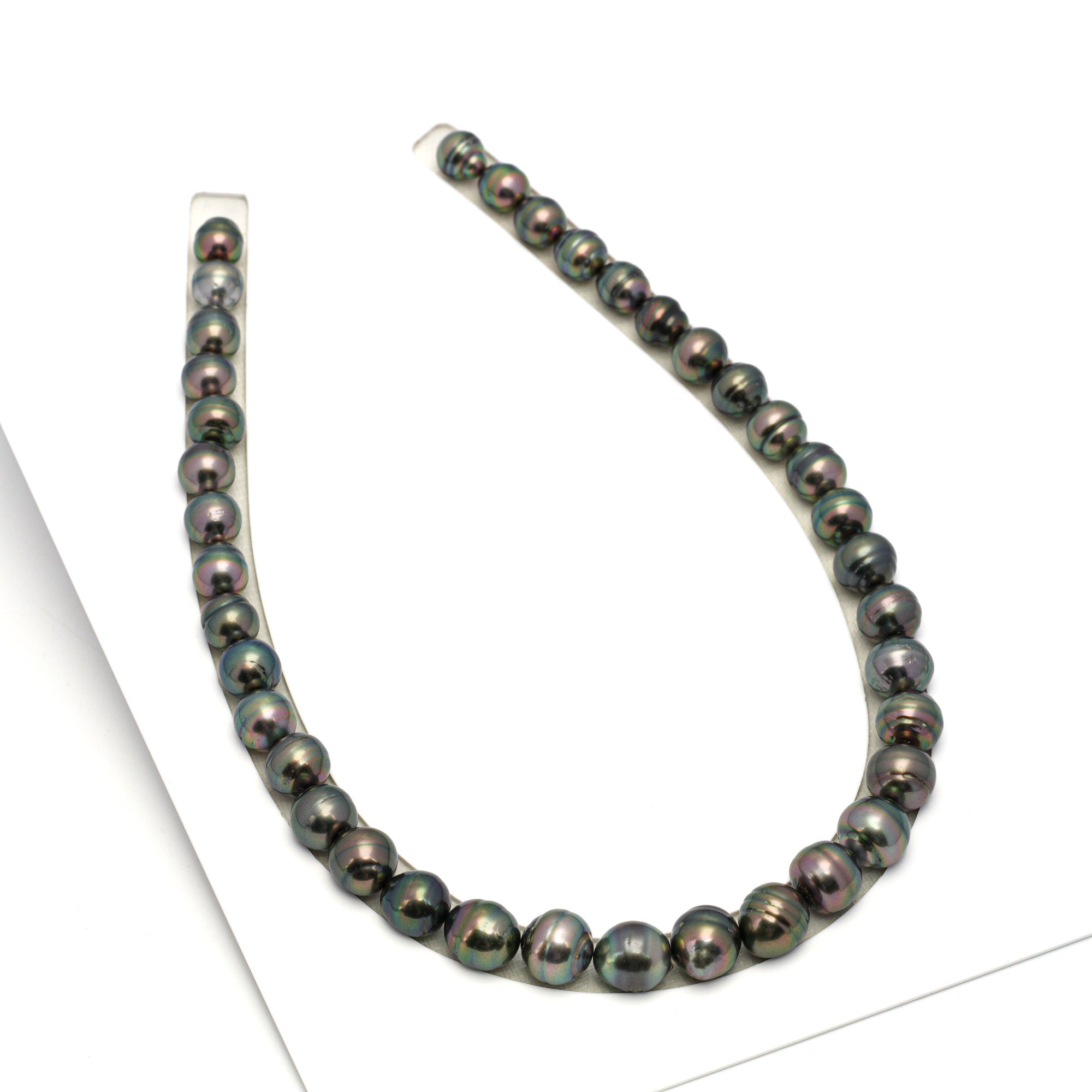 38pcs Green Mix 9-12mm - SB AAA/AA Quality Tahitian Pearl Necklace NL1684 CMP9