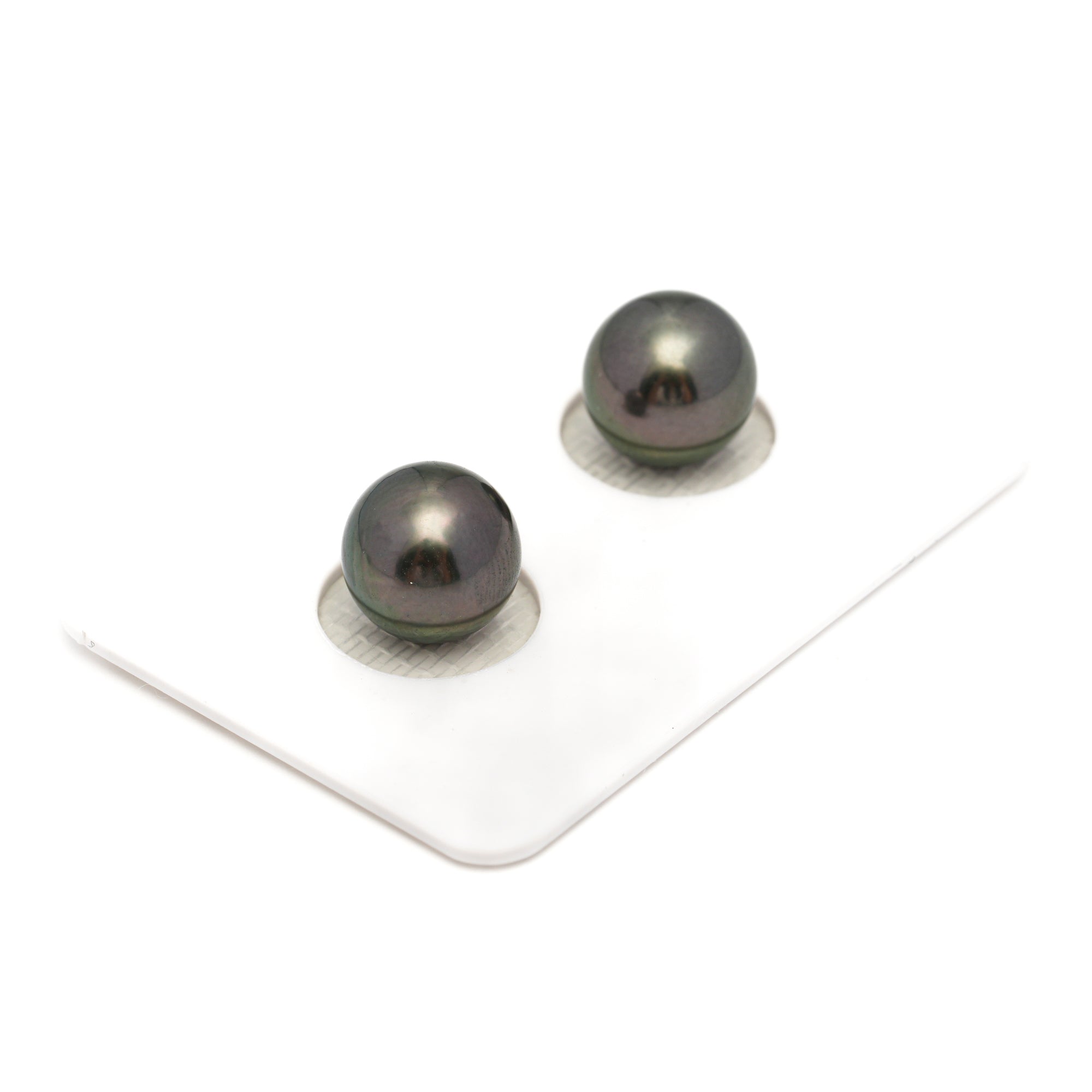 2pcs Dark Green 9.9mm - RSR AAA Quality Tahitian Pearl Pair ER1829 OR13