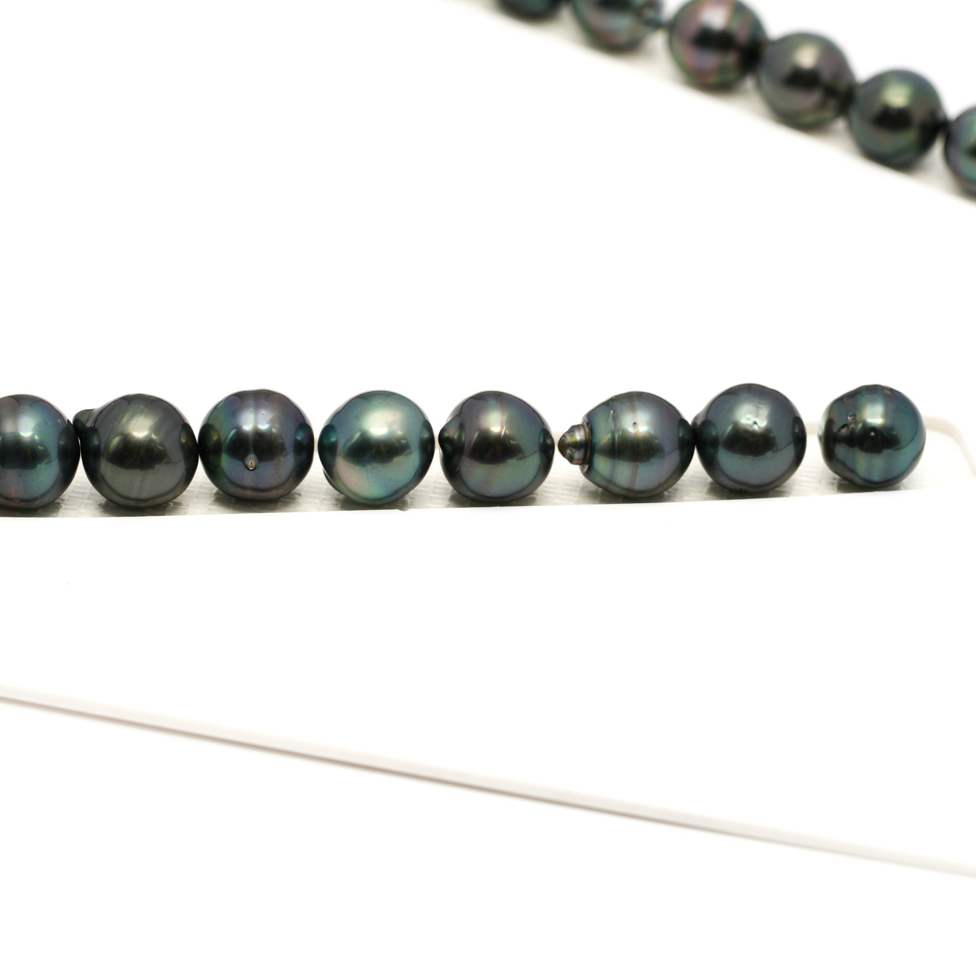 41pcs Dark Green Mix 9-11mm - CL/SB AAA/AA Quality Tahitian Pearl Necklace NL1763 LP1