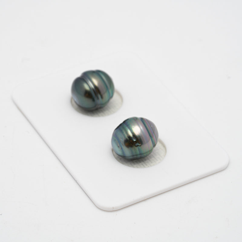 2pcs "High Luster" Light Green 9.6mm - CL AAA/AA Quality Tahitian Pearl Pair ER1392 OR7