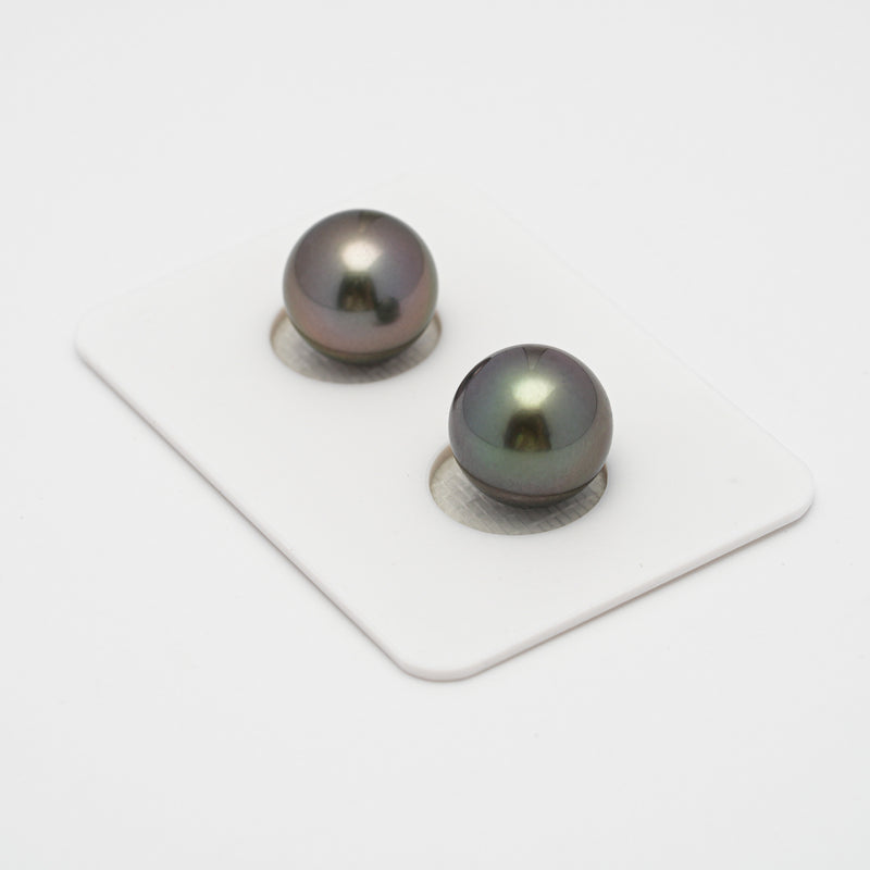 2pcs Dark Cherry 11.1-11.3mm - SR AAA Quality Tahitian Pearl Pair ER486