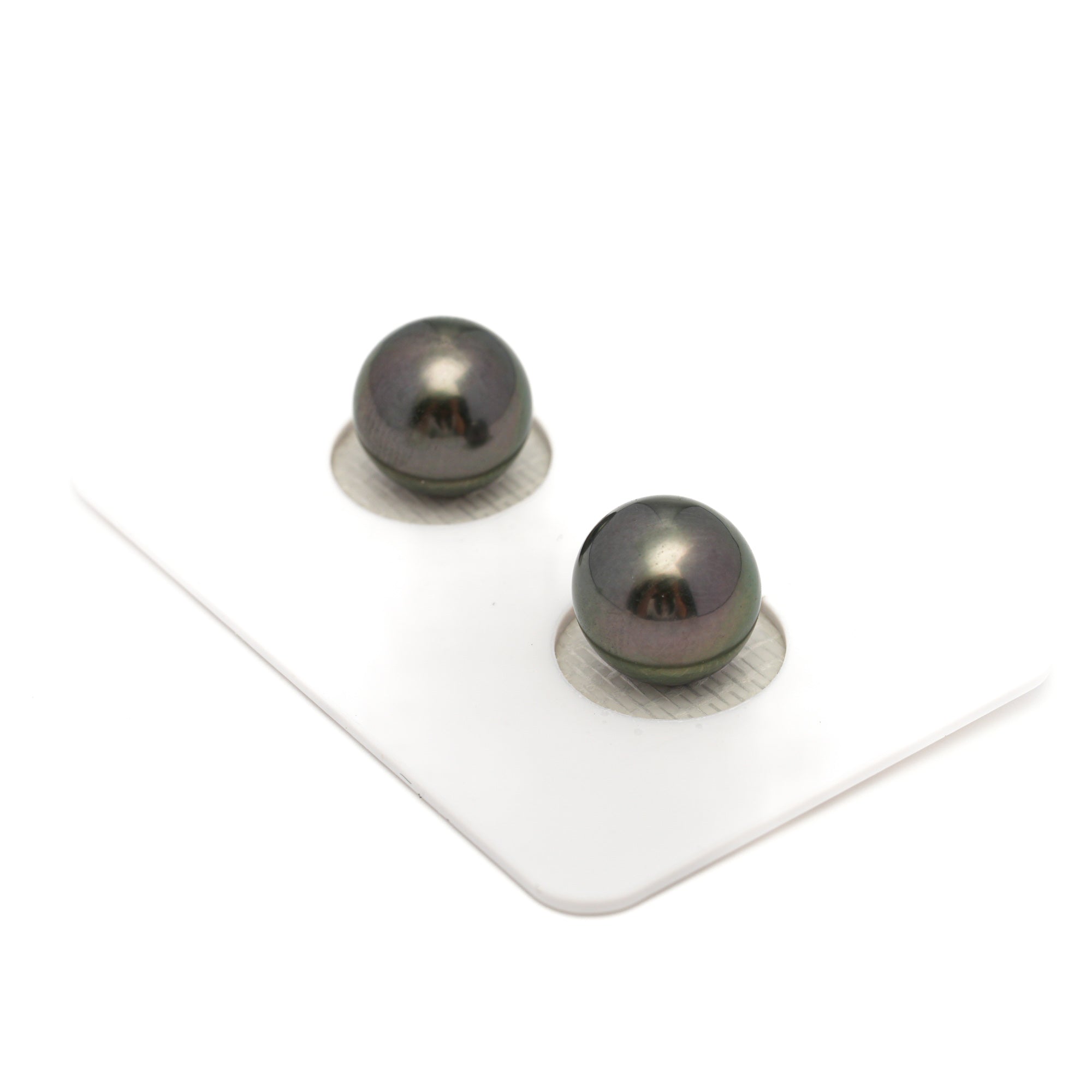 2pcs Dark Green 9.9mm - RSR AAA Quality Tahitian Pearl Pair ER1829 OR13