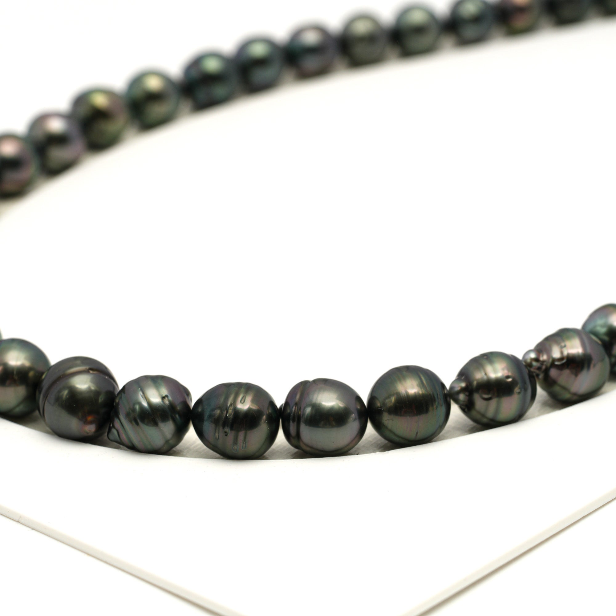 41pcs Dark Green 8-11mm - CL/SB AAA/AA Quality Tahitian Pearl Necklace NL1717 TH5