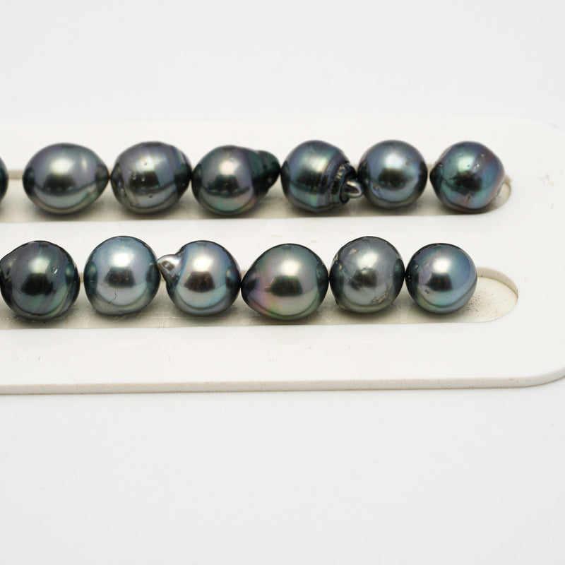 37pcs Light Blue 8-11mm - CL AA/AAA Quality Tahitian Pearl Necklace NL1519 THMIX2