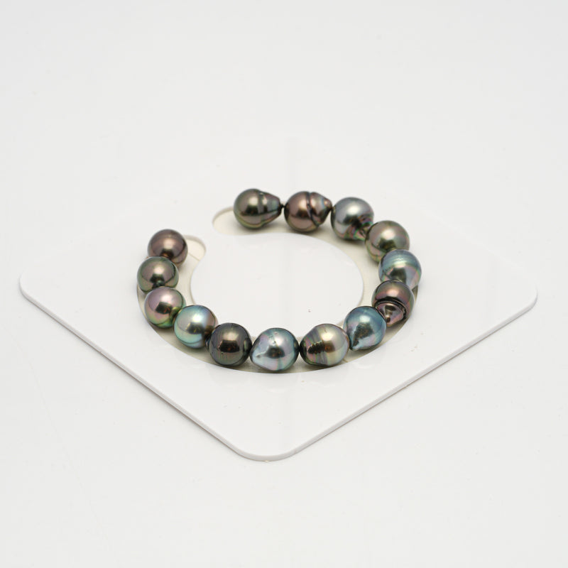 14pcs Multicolor 10-11mm - SB AAA/AA Quality Tahitian Pearl Bracelet BR2207 HL3