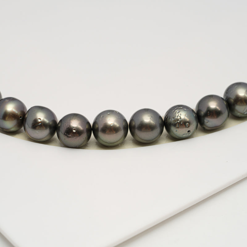 49pcs Olive Green 8-10mm - SR/NR AA/A Quality Tahitian Pearl Drilled Necklace NL1584 CMP4