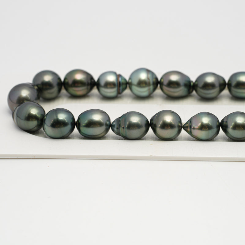 38pcs Green Mix 8-11mm - CL/SB AAA/AA Quality Tahitian Pearl Necklace NL1636 HL3