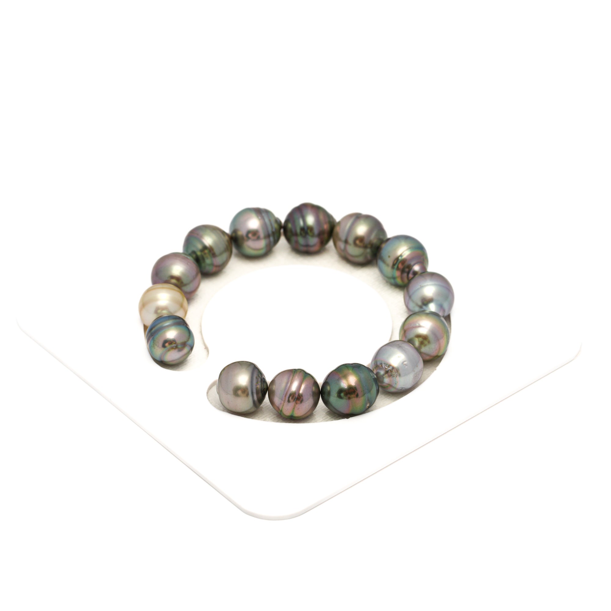 14pcs "High Luster" Multicolor 10-12mm - CL AAA/AA Quality Tahitian Pearl Bracelet BR2352 CMP9