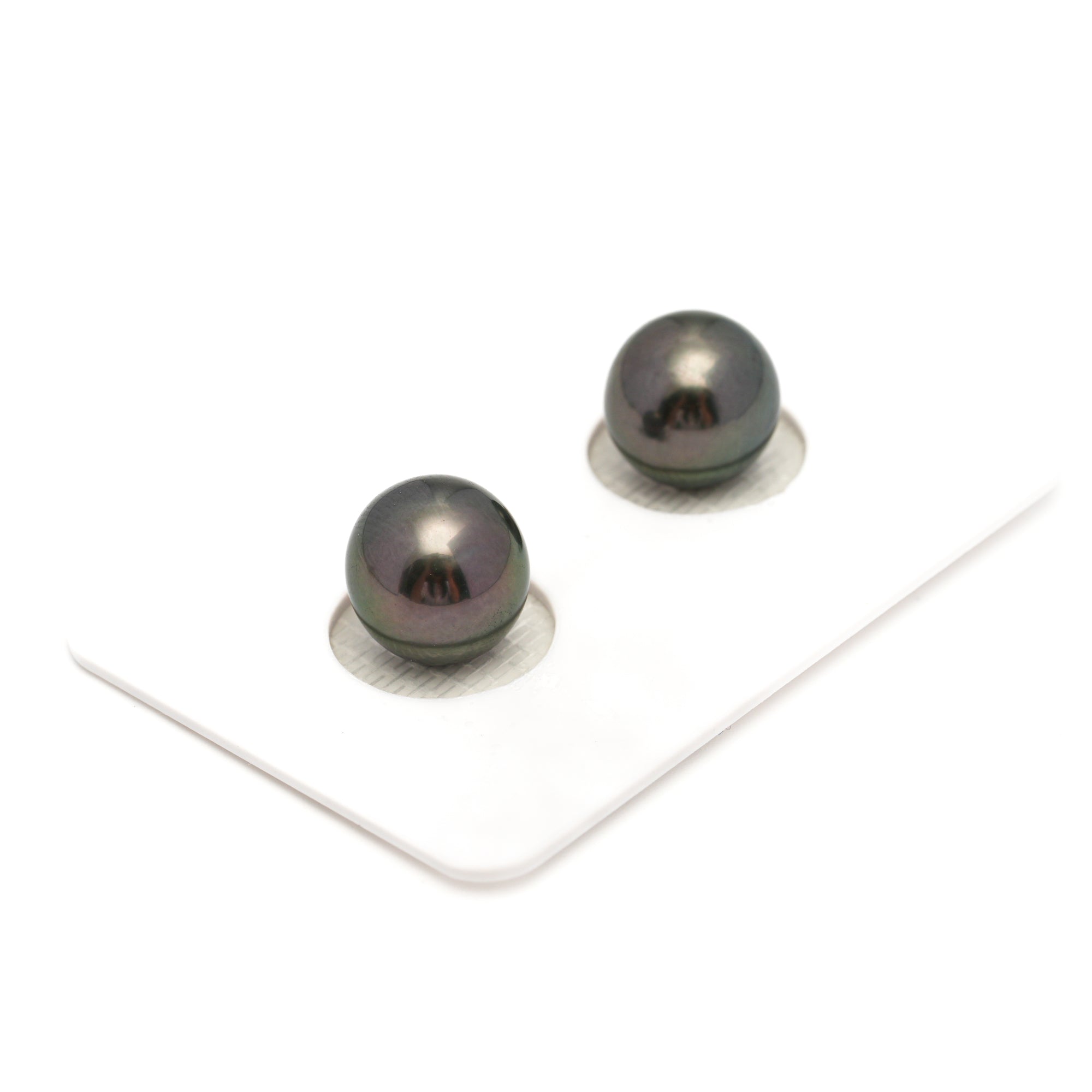 2pcs Dark Green 9.9mm - RSR AAA Quality Tahitian Pearl Pair ER1829 OR13