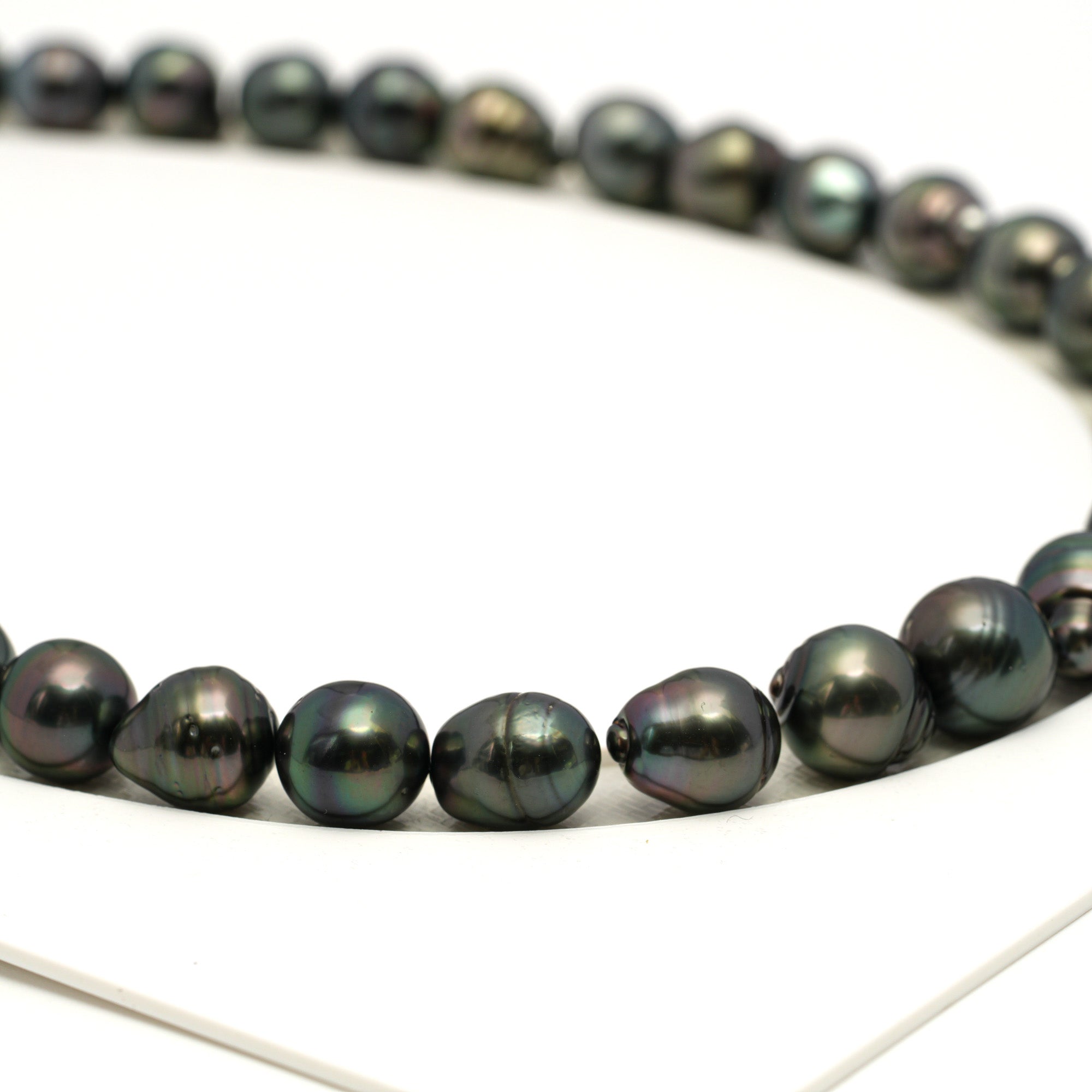 41pcs Dark Green 8-11mm - CL/SB AAA/AA Quality Tahitian Pearl Necklace NL1717 TH5