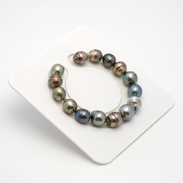 15pcs "High Luster" Multicolor 10-12mm - CL/SB AAA/AA Quality Tahitian Pearl Bracelet BR2122 THMIX1