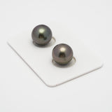 2pcs Dark Cherry 11.1-11.3mm - SR AAA Quality Tahitian Pearl Pair ER486