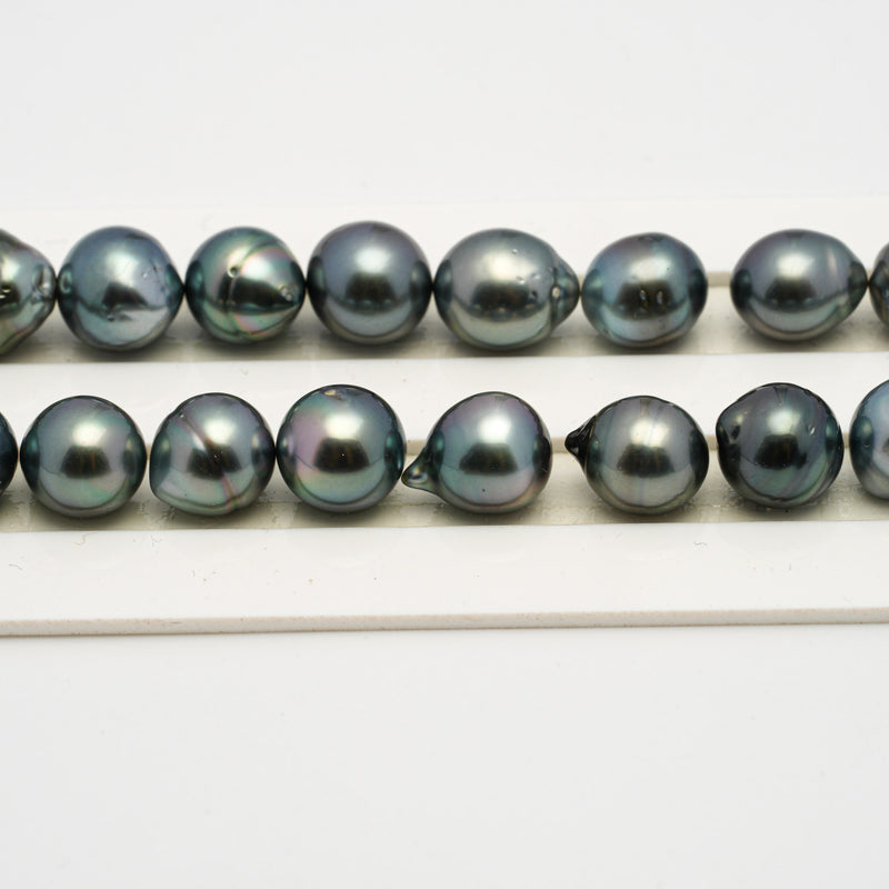 37pcs Light Blue 8-11mm - CL AA/AAA Quality Tahitian Pearl Necklace NL1519 THMIX2