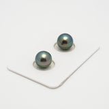 2pcs "High Luster" Peacock 9.5mm - RSR AAA/AA Quality Tahitian Pearl Pair ER1536 A101