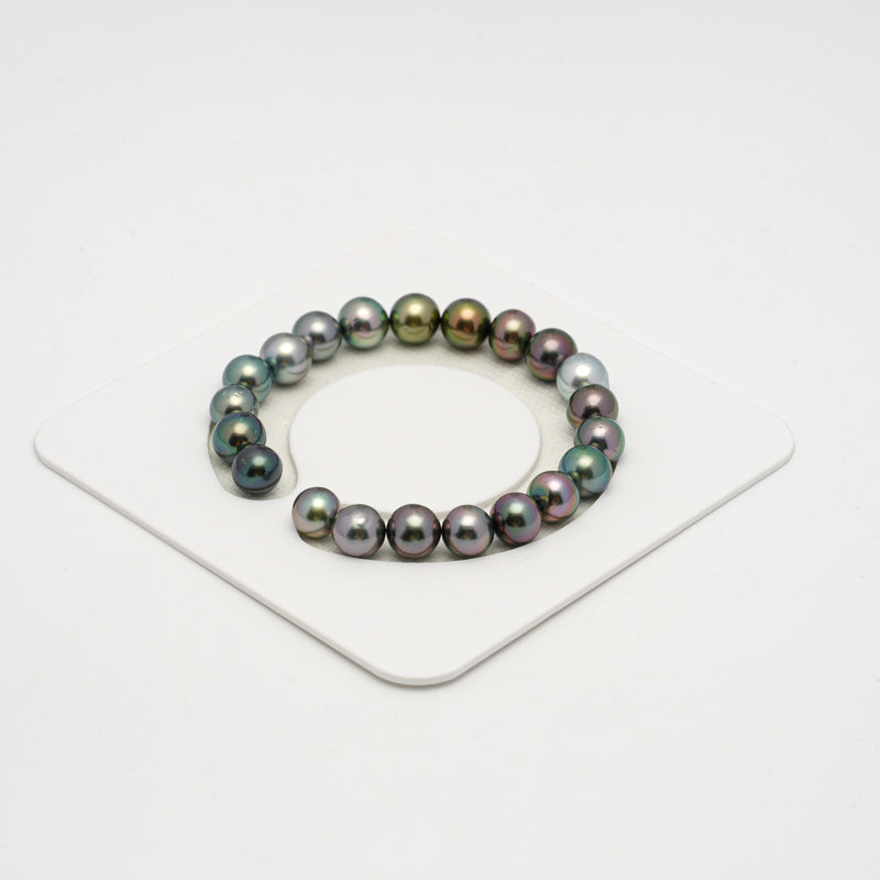 21pcs "High Luster" Multicolor 8-9mm - NR AAA/AA Quality Tahitian Pearl Bracelet BR2184 OR10