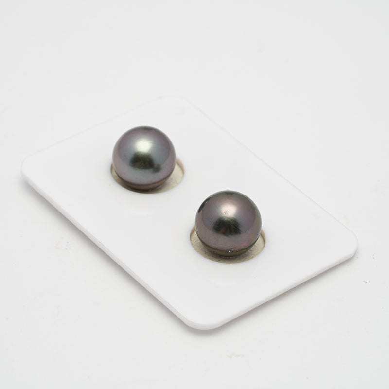 2pcs Purple 10.6-10.7mm - R AAA Quality Tahitian Pearl Pair ER1451 TH1