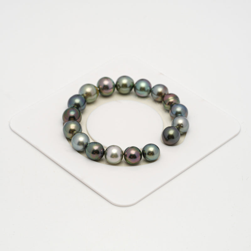 17pcs "Top Luster" Multicolor 10-11mm - SB/NR AAA/AA Quality Tahitian Pearl Bracelet BR2205 HL3