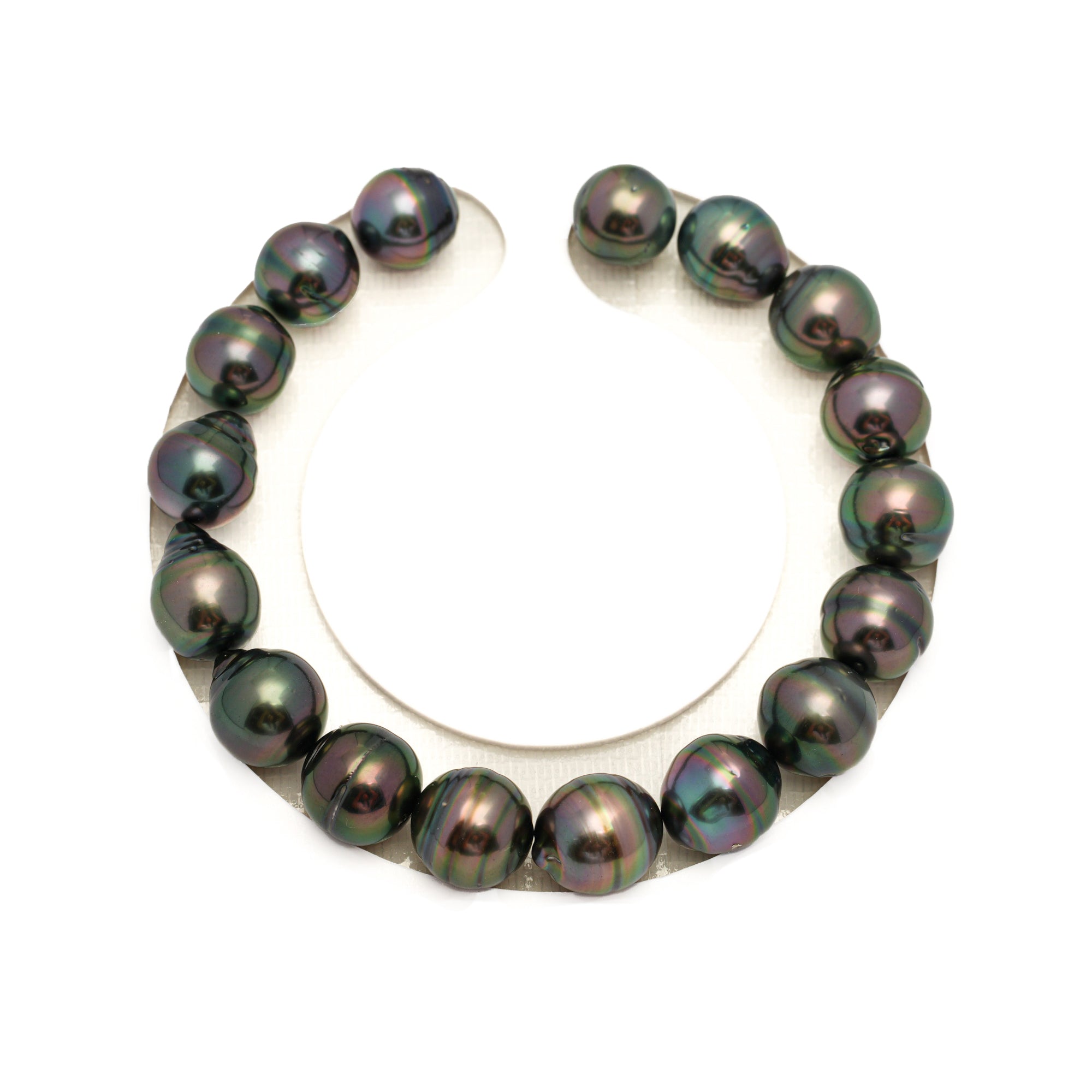 17pcs Green 9-11mm - CL/SB AAA/AA Quality Tahitian Pearl Bracelet BR2362 TH5