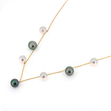 18k Gold Necklace with Tahitian & Akoya Pearls. Ref:K505OR6