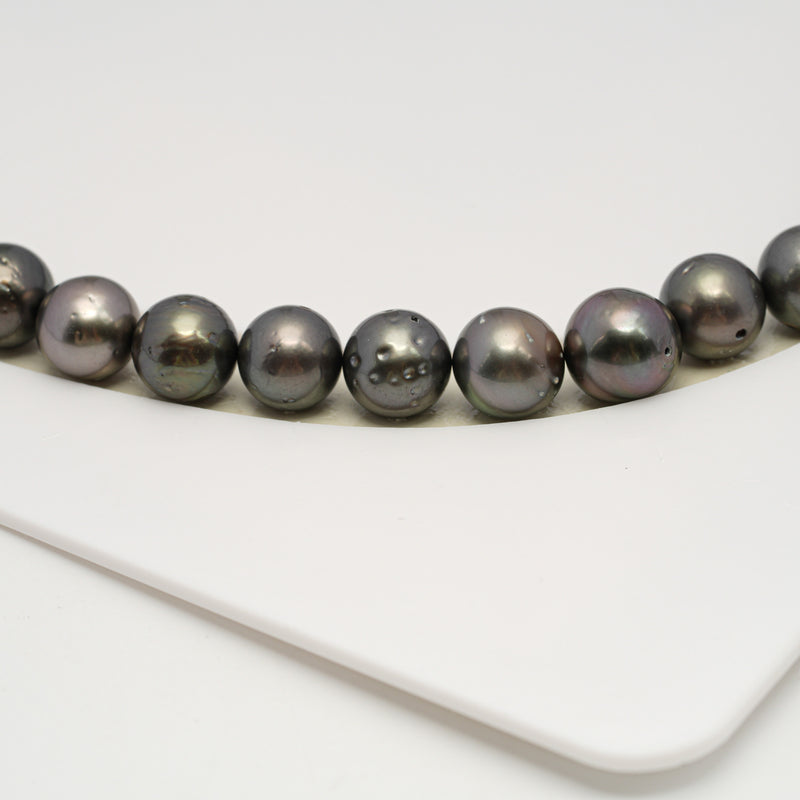 49pcs Olive Green 8-10mm - SR/NR AA/A Quality Tahitian Pearl Drilled Necklace NL1584 CMP4