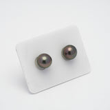 2pcs Cherry Green 9.7mm - SB AAA/AA Quality Tahitian Pearl Pair ER1387 OR7