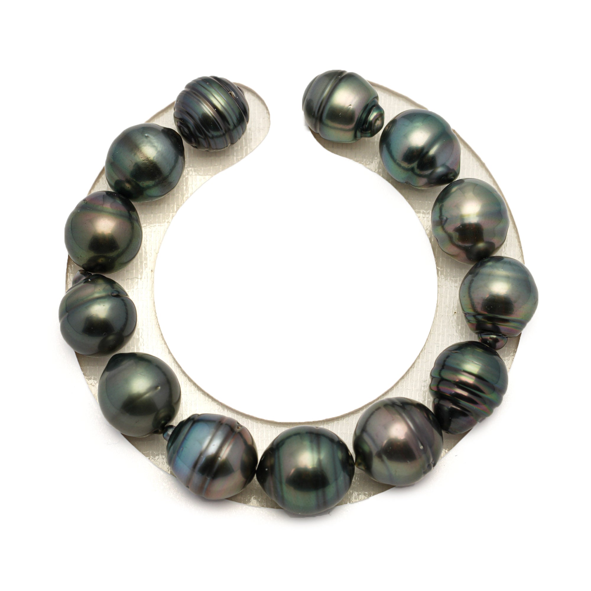 13pcs Green Mix 11-13mm - CL/SB AAA/AA Quality Tahitian Pearl Bracelet BR2457 LP1