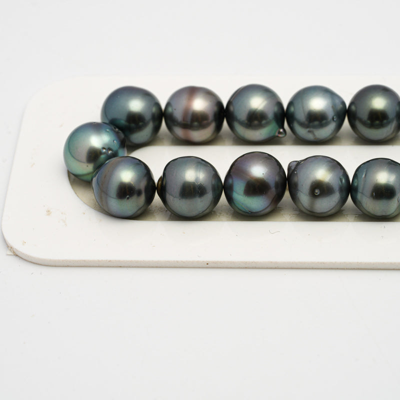 37pcs Light Blue 8-11mm - CL AA/AAA Quality Tahitian Pearl Necklace NL1519 THMIX2