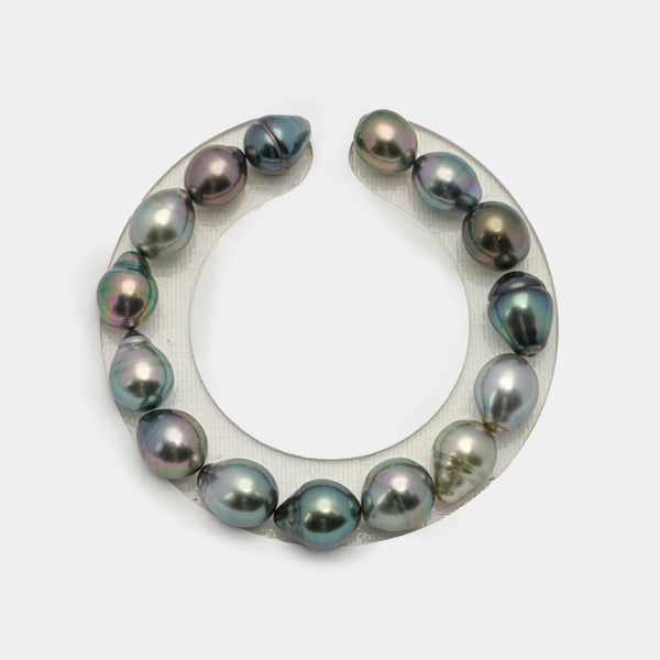 15pcs "High Luster" Multicolor 9-11mm - SB AAA/AA Quality Tahitian Pearl Bracelet BR2083 TH1