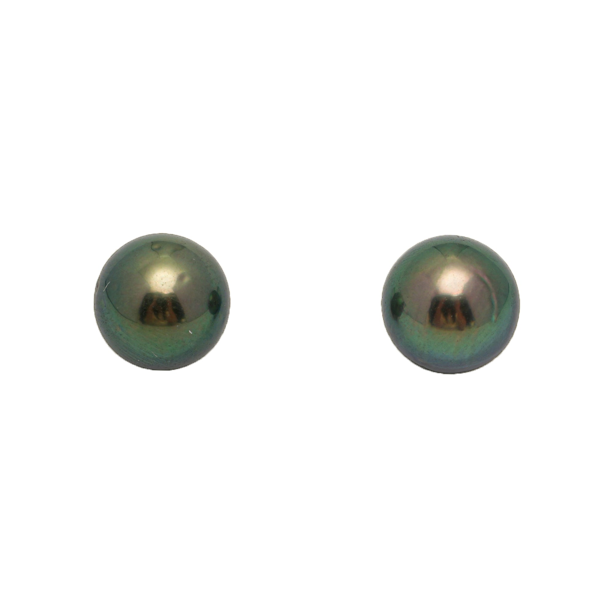 2pcs "Top Luster" Green 9.5-9.6mm - RSR AA/AAA Quality Tahitian Pearl Pair ER1764 OR13
