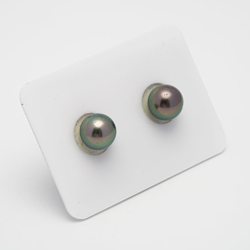 2pcs Green Cherry 8.8-8.9mm - RSR AA Quality Tahitian Pearl Pair ER694