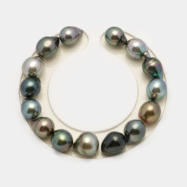 15pcs "High Luster" Multicolor 9-11mm - SB AAA Quality Tahitian Pearl Bracelet BR2206 HL3