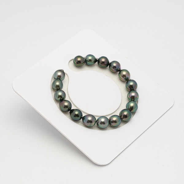 17pcs "High Luster" Peacock 9-10mm - SB AAA Quality Tahitian Pearl Bracelet BR2233 OR1