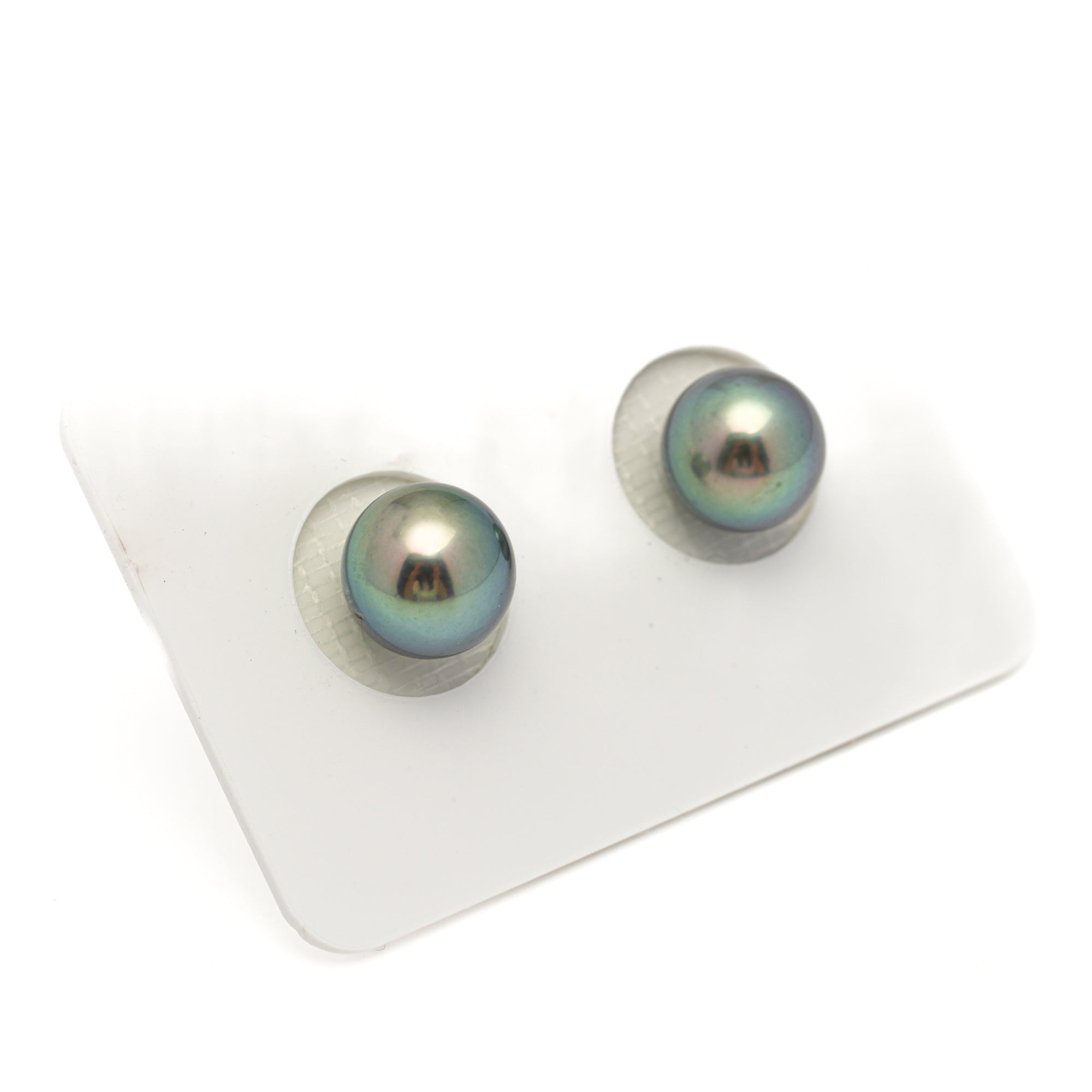 2pcs "Top Luster" Blue Green 8.8-9.2mm - RSR AAA/AA Quality Tahitian Pearl Pair ER1852 OR6
