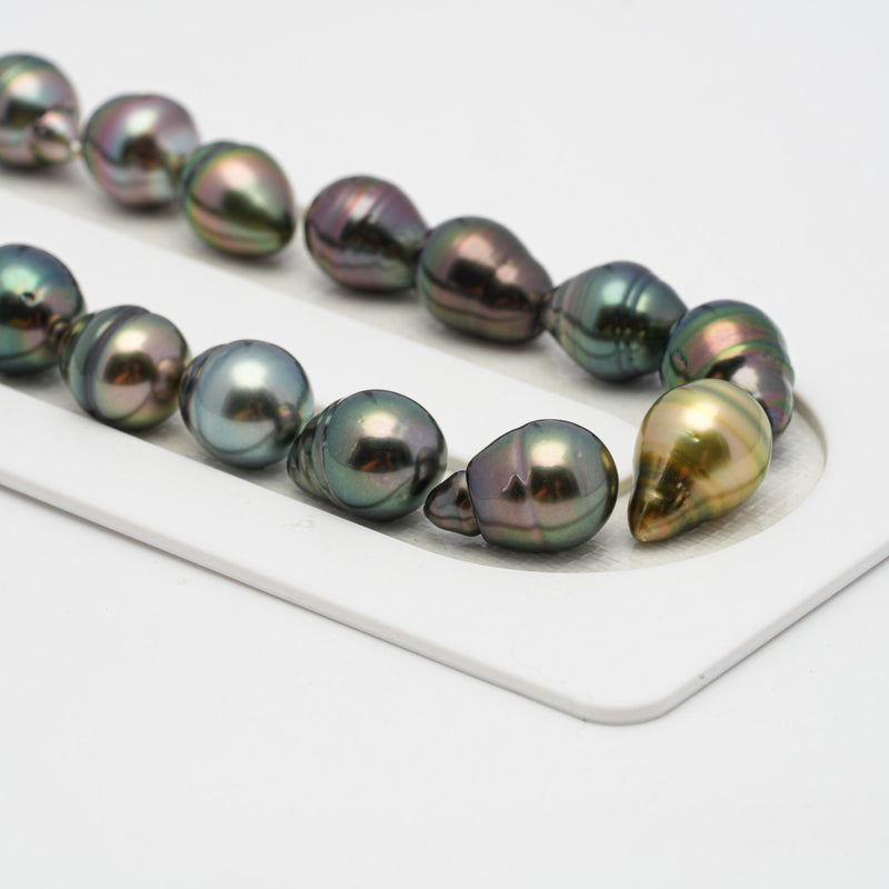 34pcs "High Luster" Green Mix 9-11mm - SBQ/CL AAA/AA Quality Tahitian Pearl Necklace NL1432 OR8
