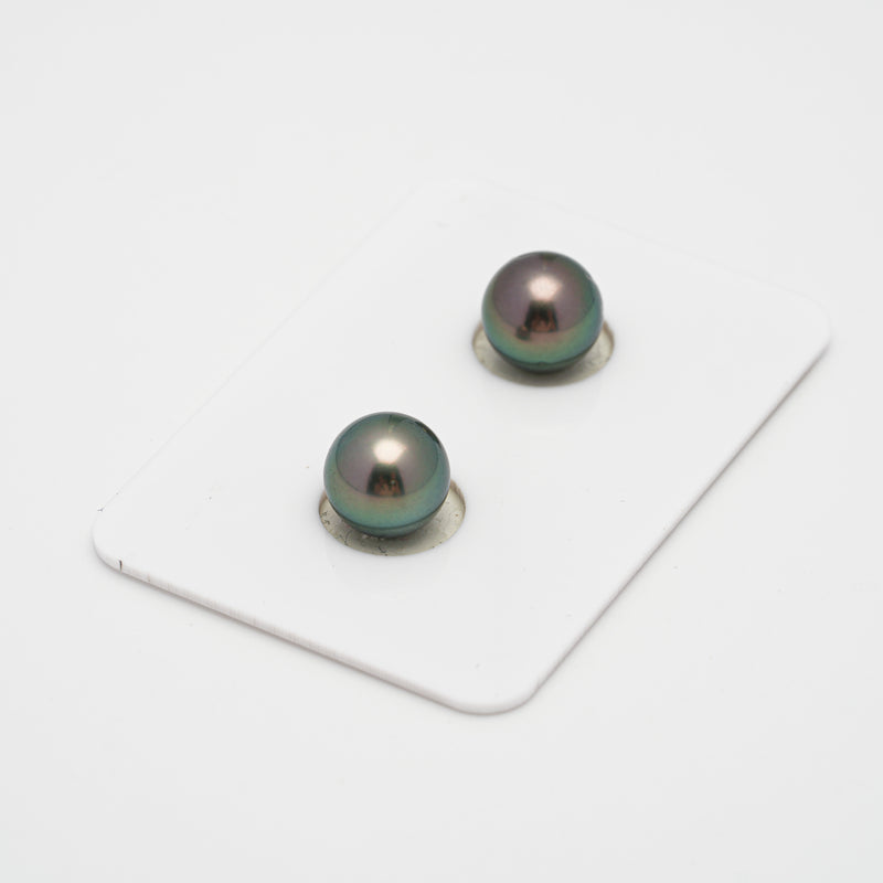 2pcs Green Cherry 8.8-8.9mm - RSR AA Quality Tahitian Pearl Pair ER694