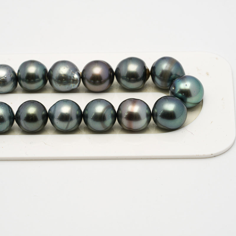 37pcs Light Blue 8-11mm - CL AA/AAA Quality Tahitian Pearl Necklace NL1519 THMIX2