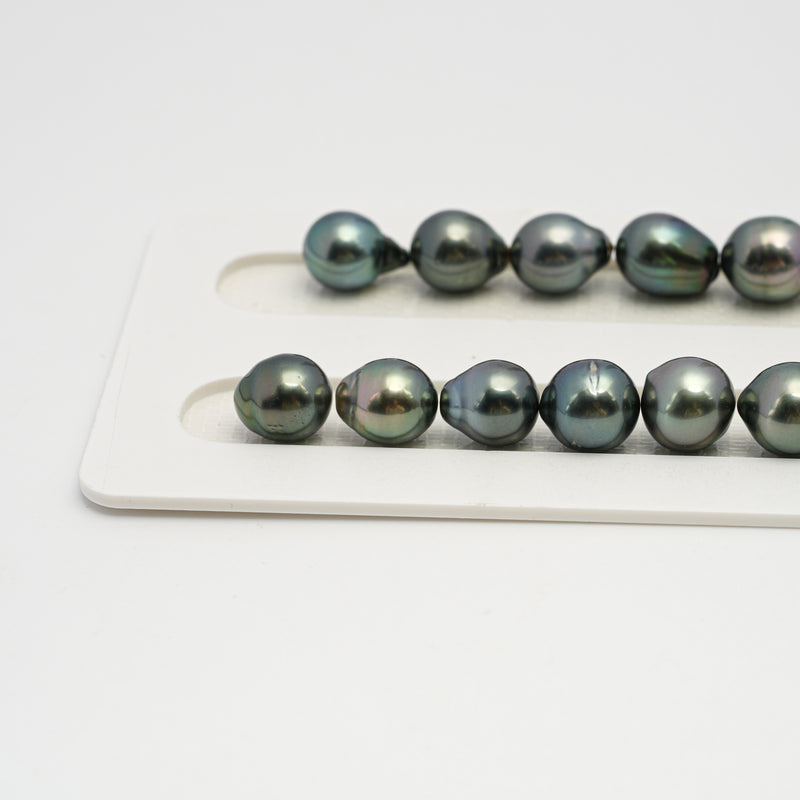 38pcs Green Mix 8-11mm - CL/SB AAA/AA Quality Tahitian Pearl Necklace NL1636 HL3