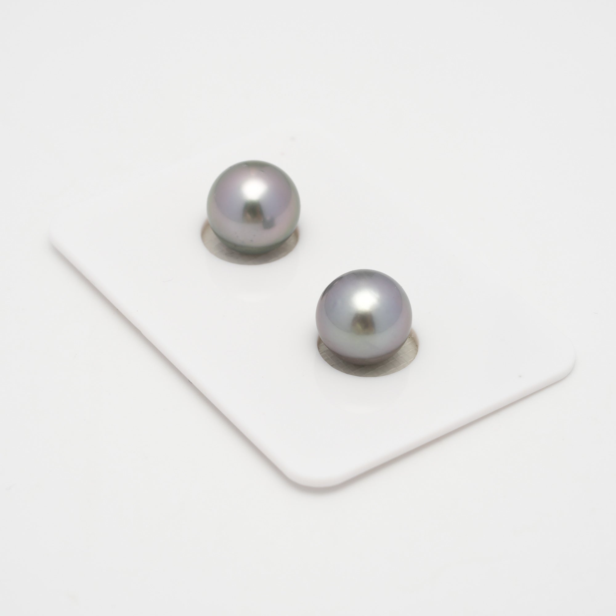 2pcs "High Luster" Cherry 9.8mm - RSR AAA/TOP Quality Tahitian Pearl Pair ER1584 A101