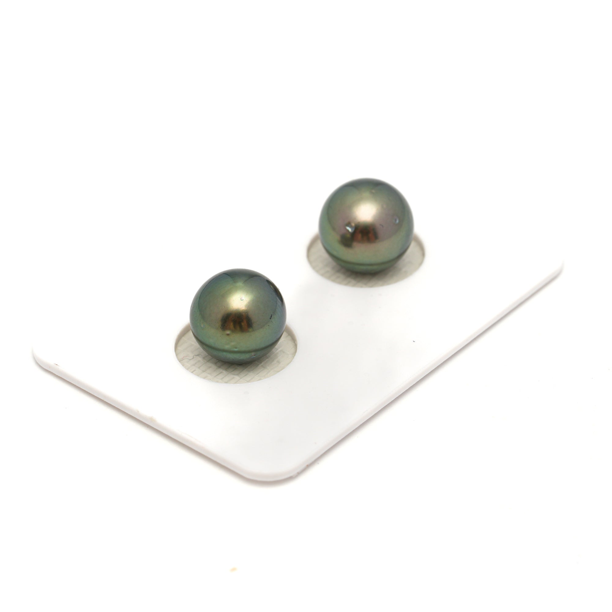 2pcs Green 9.6-9.9mm - RSR AA Quality Tahitian Pearl Pair ER1765 OR13