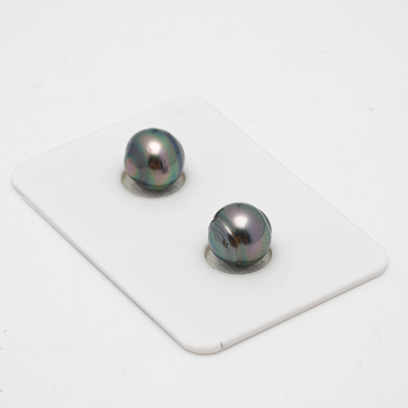 2pcs Green 8.9-9mm - CL AAA/AA Quality Tahitian Pearl Pair ER1393 OR7