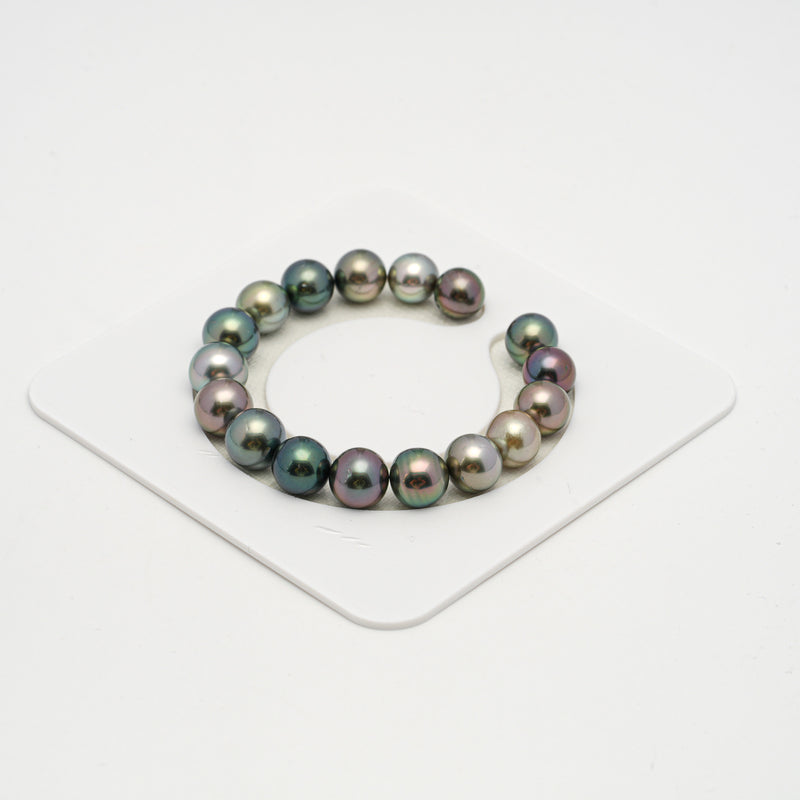 17pcs "High Luster" Multicolor 10-11mm - SR AAA/AA Quality Tahitian Pearl Bracelet BR2185 OR10