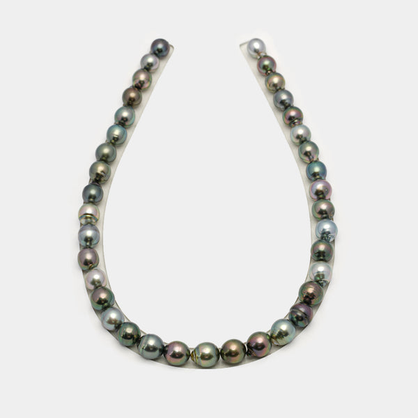 37pcs "High Luster" Multicolor 9-11mm - SB AAA/AA Quality Tahitian Pearl Necklace NL1562 HL3