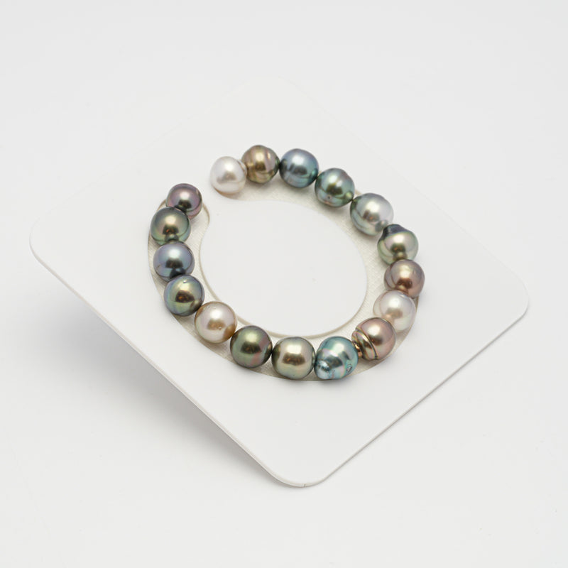 17pcs "High Luster" Multicolor 9-11mm - SBQ/CL AAA/AA Quality Tahitian Pearl Bracelet BR2121 THMIX2