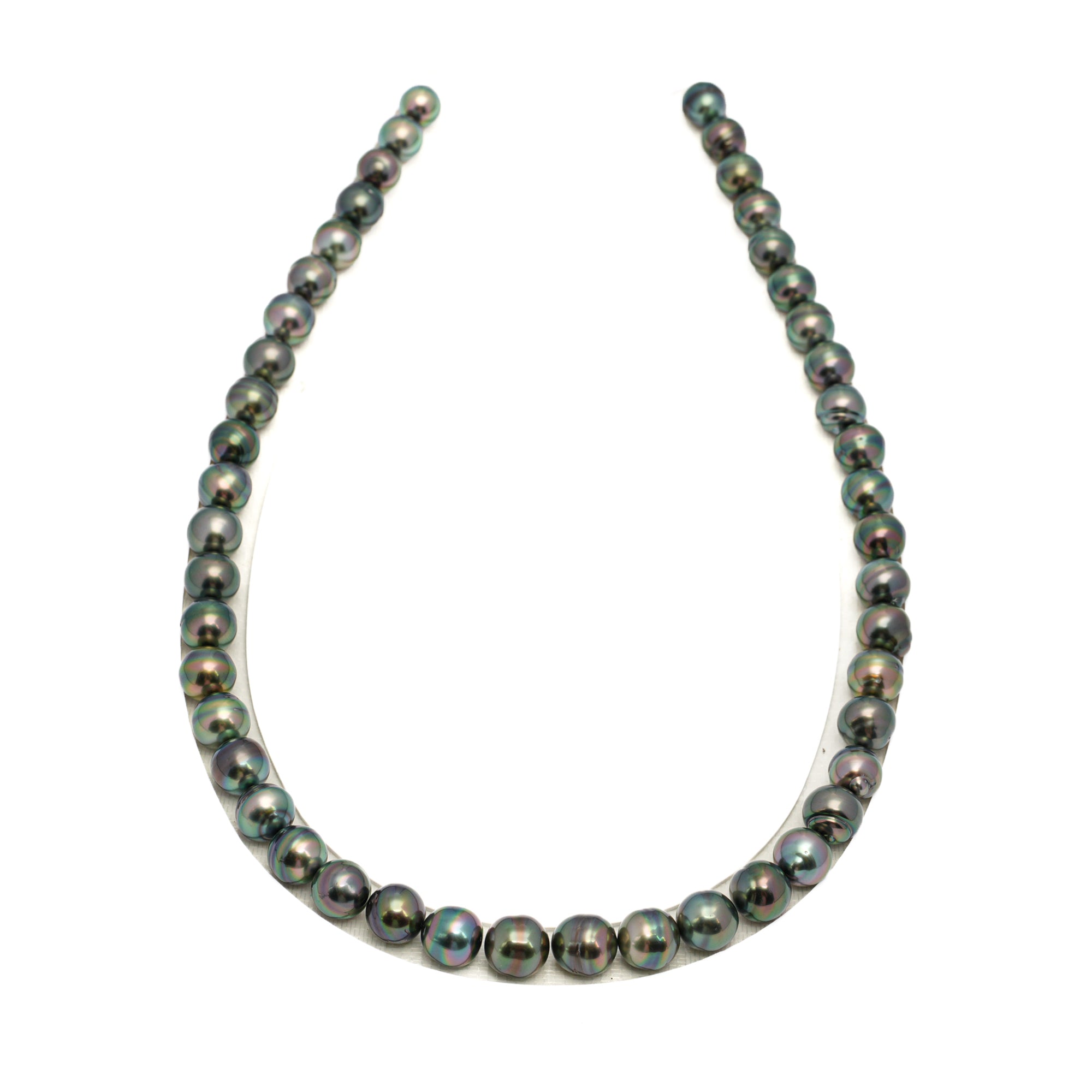 46pcs "High Luster" Green 8-10mm - CL/SB AAA Quality Tahitian Pearl Necklace NL1720 TH5