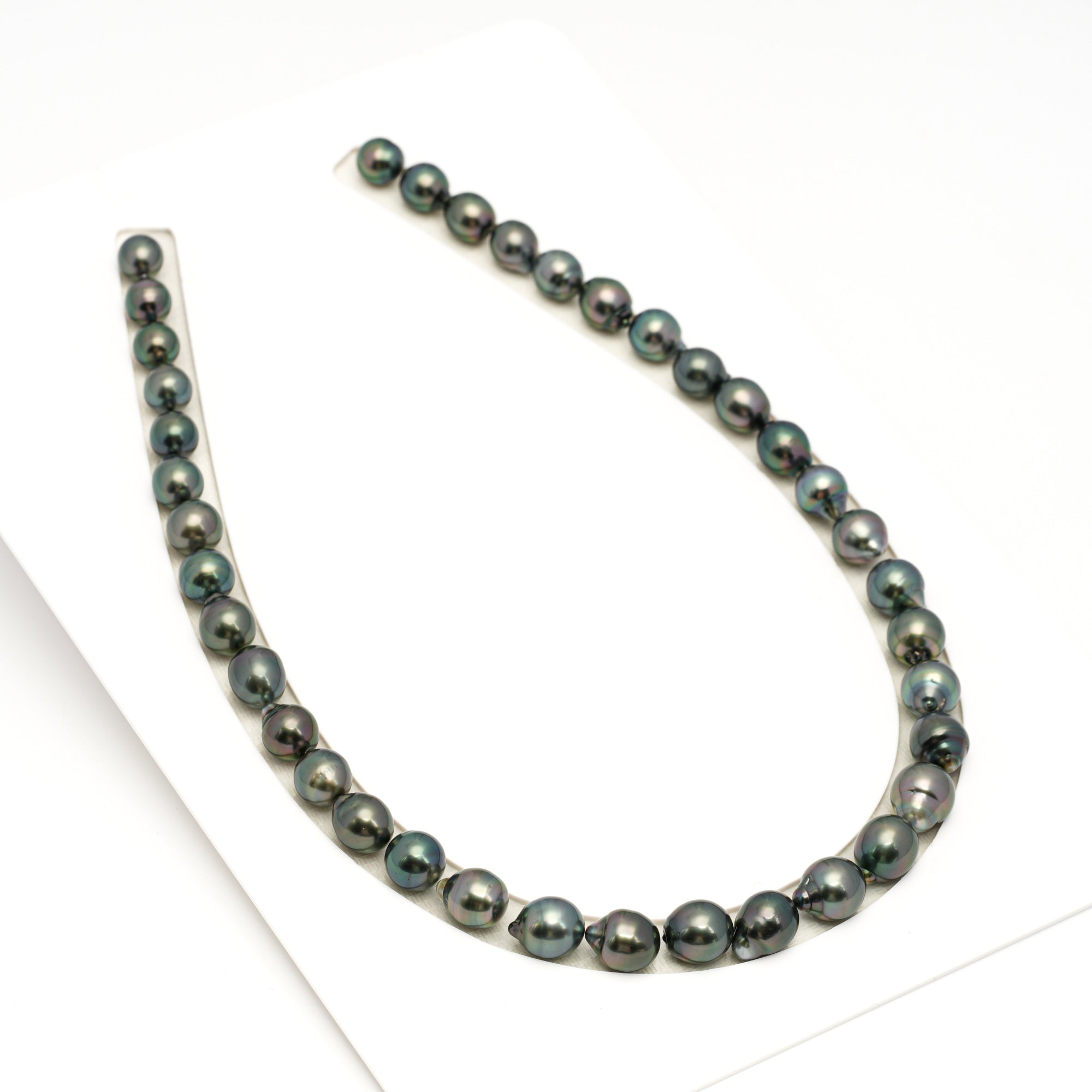 38pcs Green 8-10mm - SB AAA Quality Tahitian Pearl Necklace NL1709 TH5