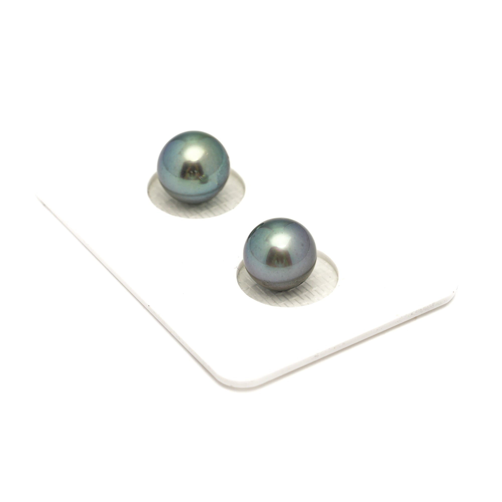 2pcs "Top Luster" Blue Green 8.8-9.2mm - RSR AAA/AA Quality Tahitian Pearl Pair ER1852 OR6